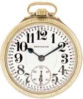 , Cleveland, Ohio, Queen, lady s pendant watch, 0 size, 16 jewels, stem wind and set, circular damascened nickel plate movement with lever escapement, cut bimetallic balance, gold jewel settings and