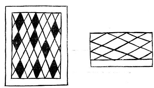 FIG. 15. Sketches of two lattice windows from earthenware houses found in the Suifu graves. FIG.