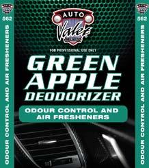 GREEN APPLE DEODERIZER 562 Auto Valet Green Apple Deodorizer eliminates malodors by neutralization and is not just a cover-up.