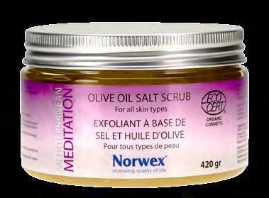 MEDITERRANEAN Organic Olive Oil Salt Scrub Enriched with Dead Sea salts; this remarkable, organic cleansing scrub contains grains that remove dead cells, giving skin a smooth look and velvet feel.