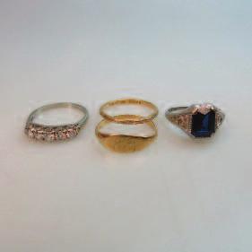 7 $100 200 133 1 X 9K & 2 X 14K YELLOW GOLD RINGS set with