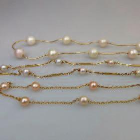 freshwater pearls and small single cut diamonds, size 8 1/2, 7.