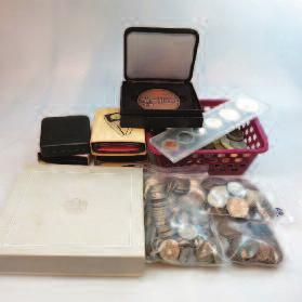 commemorative coin; Canadian and foreign coins; a 10k gold ring; and a 9k gold