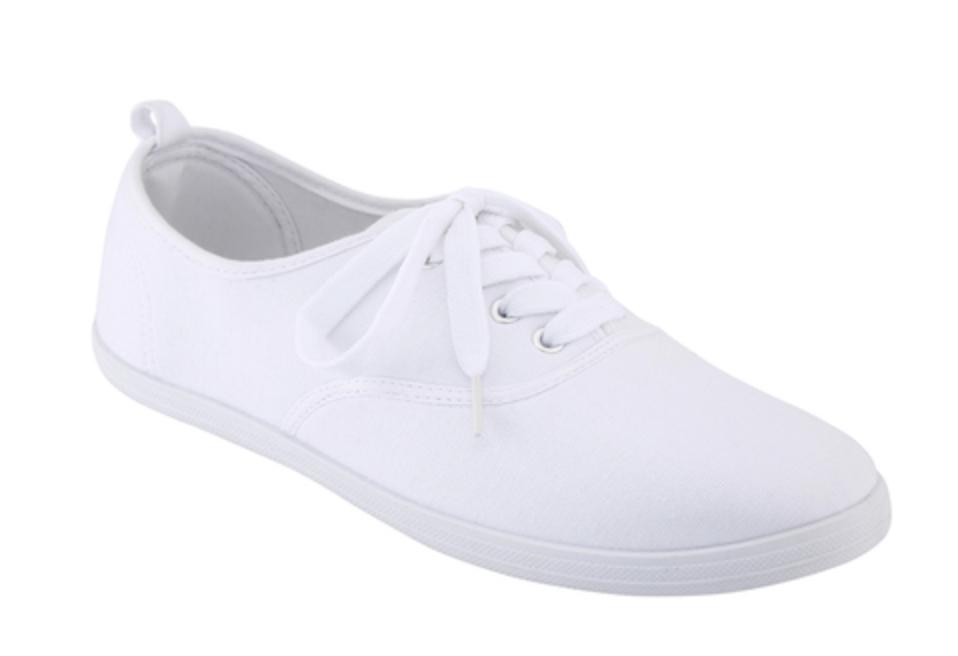 000 WHITE SNEAKERS OR CANVAS SLIP ONS WITH LOW ANKLE WHITE SOCKS MUST BE ALL WHITE (INCLUDING SOLES) KMART HAVE CANVAS WHITE