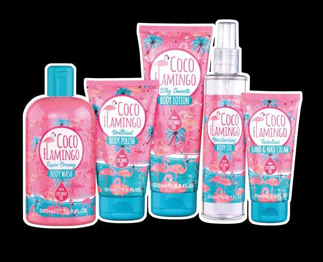 Say hello to Coco Flamingo The newest launch from Godrej UK The range includes: 5OOml Super Creamy Body Wash: RRP 2.99 2OOml Silky Smooth Body Lotion: RRP 2.99 2OOml Moisturising Body Oil: RRP 3.