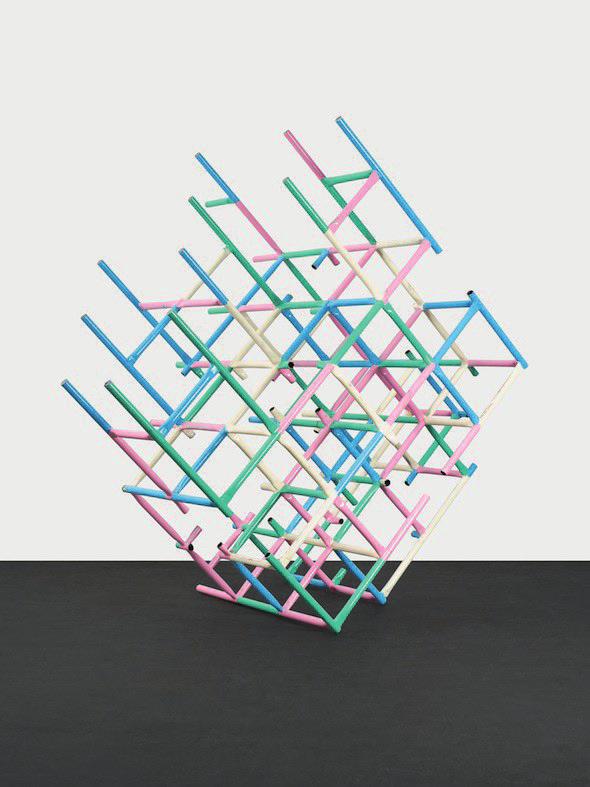 Przemek Pyszczek Playground Structure (Grid), (2015), Sculpture; Courtesy of Peres Projects During the opening the sculptures were intertwined with the brightly-coloured slowly-moving naked limbs of