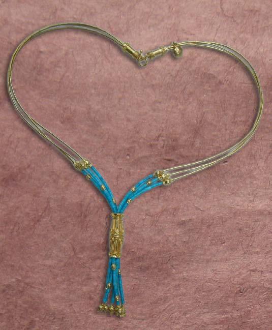 TURQUOISE POMEGRANATE NECKLACE Material: 24k yellow gold, turquoise Weight: approx.