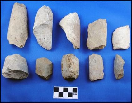 Figure 25. Fragments of unidentifiable woodworking tools from Back Harbour-3. Figure 26. Abraders from Back Harbour-3. Figure 27. Slate knife fragment from Back Harbour-3. Figure 28.