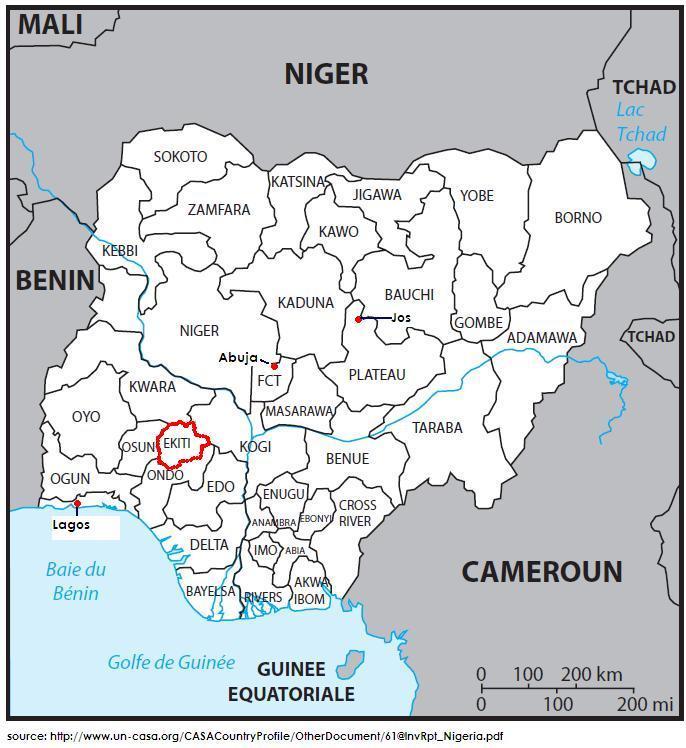 a resident. The state of Ekiti is located in the Yoruba dominated southwest of Nigeria (see map 1).