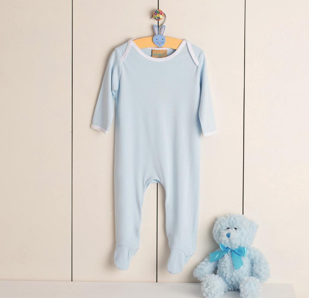 CONTRAST LONG SLEEVED BABY SLEEPSUIT LW053 Long sleeved sleepsuit with envelope