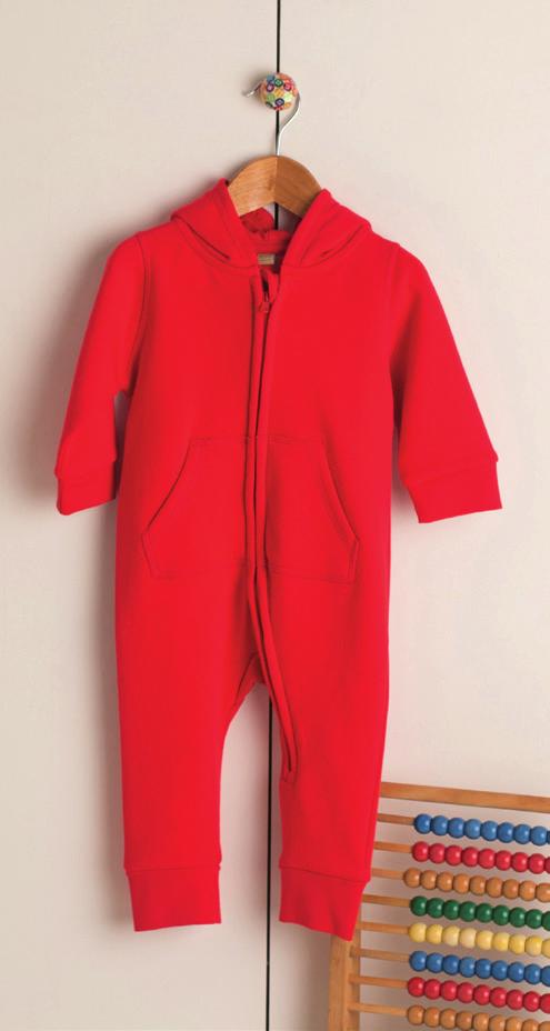 FLEECE ALL IN ONE LW070 Children s all in one with ear details on hood and kangaroo pocket.