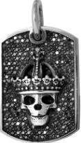 Silver Dog Tag K10-7005 Small Gold FDL with Pave Diamonds on Silver Dog