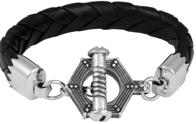 Leather Bracelet with a Hook Clasp K42-5182 Small Braided Leather Bracelet with Hook Clasp - 8