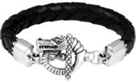 Wings and Hook Clasp K42-5189 Small Braided Leather Bracelet with MB Cross Stations and Square