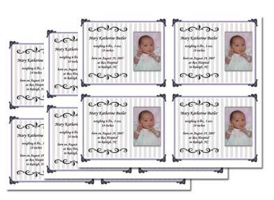 Item 500: Birth Announcements Announce the birth of your baby with one of our personalized birth announcements. This package includes twelve - 3.