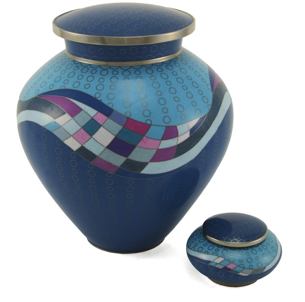 Opulence Cloisonné C152 Opulence Teal C153 Opulence Red The Opulence Cloisonné Urn features a modern, geometric wave pattern that comes in teal or red.