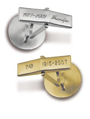 Cuff Links Swivel posts are laser attached to the backsides of Standard, Midi, or Single Heartfelt Charms, allowing you to literally wear your heart on your sleeve.