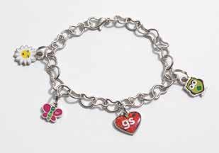 ) g g Heart Link Charm Bracelet. This delicate link charm bracelet features a red glitter heart charm. Lobster claw closure. Silvertone iron with epoxy. 6½ L. Imported. 12113. $9.50.