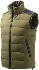 The shell fabric is bonded with cotton to give inner warm and soft touch. Front flap pockets with hidden snap button. Velcro patch on the front. Emergency hood inside the collar.