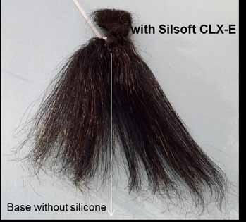 Figure 5: Blow Drying Time of Bleached Curly Hair Ironed and Treated with Silsoft CLX-E conditioning agent Bleached curly hair after ironing treatment with Silsoft CLX-E 100 Non-bleached curly hair