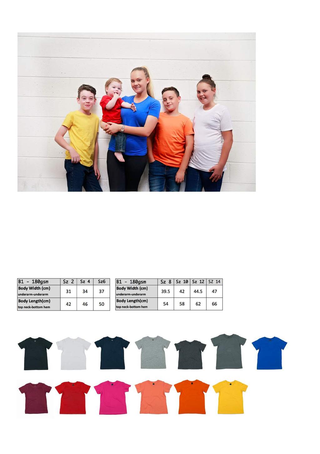 B1 - Childrens T-Shirt Our Childrens T-Shirt style comes in both kids sizing and youth sizing to cater for all ages of childhood.