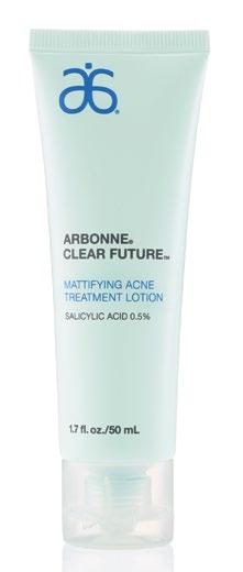 BEGINNING AGES 18 29 Clear Future Mattifying Acne Treatment Lotion: Salicylic acid dries and clears acne blemishes, joining forces with a lightweight, non-oily lotion to add