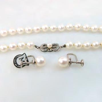 199 MIKIMOTO CULTURED PEARL NECKLACE AND EARRINGS 6.5mm to 7.