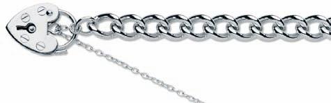 70 Silver Padlock & Safety Chain Bracelets Traditional Curb