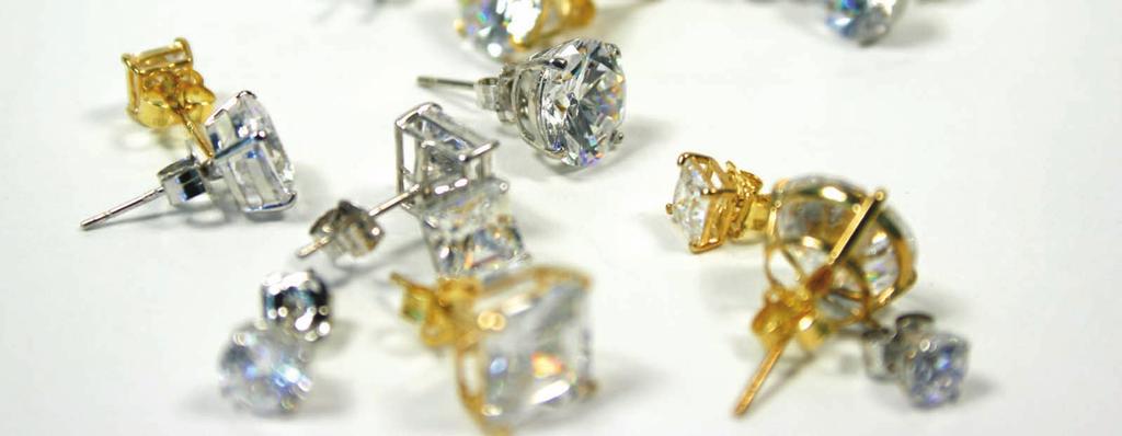 earrings Basket Set CZ Studs - pairs, complete with scrolls 9ct gold basket