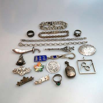 6 grams 45 SMALL QUANTITY OF SILVER JEWELLERY including a Birks bacelet; a Scottish pin;