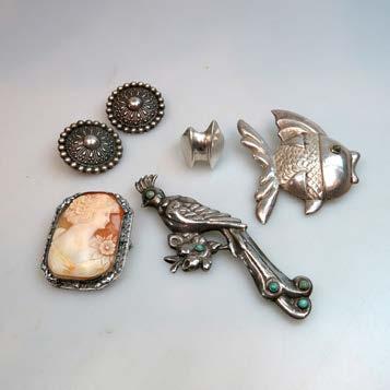 49 SMALL QUANTITY OF SILVER JEWELLERY including a pair of Arabic clip-back earrings; 2