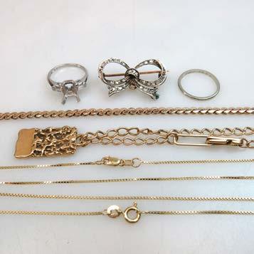 8 grams $500 700 68 SMALL QUANTITY OF GOLD JEWELLERY, ETC including a platinum ring mount set with 2