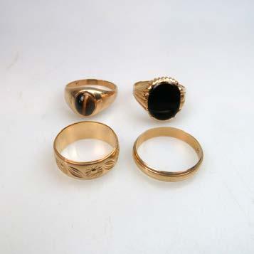 103 1 X 10K & 3 X 14K YELLOW GOLD RINGS AND BANDS including