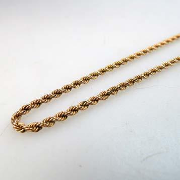 199 10K YELLOW GOLD ROPE WATCH CHAIN with swivel length