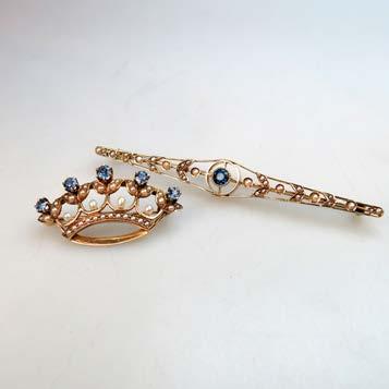 8 grams 200 2 X 14K YELLOW GOLD PINS set with seed pearls