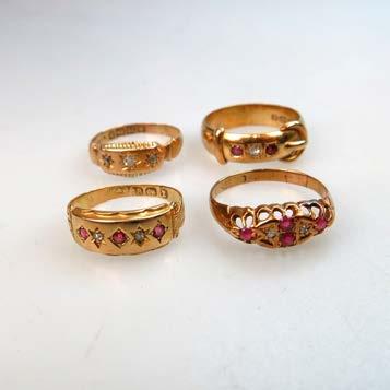 Portuguese 800 grade gold and enamel ring; a 22k gold ring set