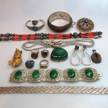 turquoise necklace; and jade and brass jewellery $150 250 20 QUANTITY OF COSTUME,