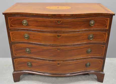 graduated drawers to bracket feet, 102cm x 91cm x 52cm 150-250 1233 19th century mahogany bowfront chest of two short over three long graduated drawers on splayed feet, 103cm x 104cm x 51cm 100-200