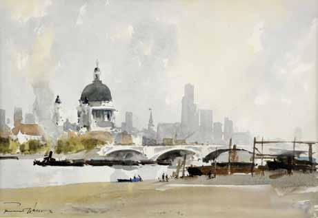 743 743 Edward Wesson (1910-1983) National Gallery & St Martins Trafalgar Sq, signed and titled watercolour.