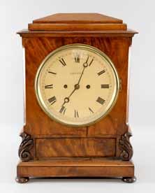60-80 1103 William IV mahogany cased double fusee bracket clock, the white enamelled dial with Roman