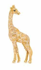 283 285 284 282 282 an 18 Karat Yellow Gold, diamond and Sapphire Giraffe Brooch, Julius Cohen, containing numerous round brilliant cut diamonds weighing approximately 2.