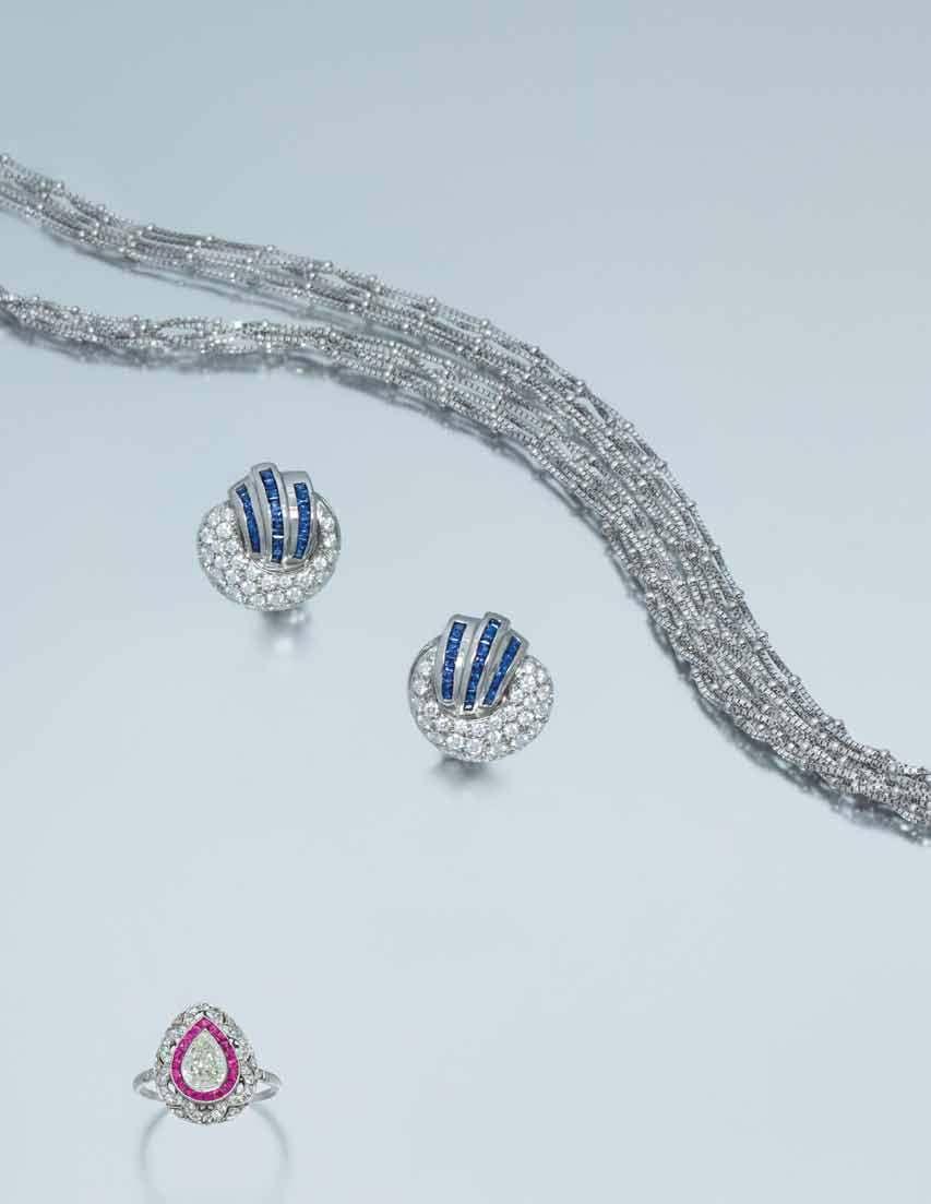 Lot 91 Lot 99 An Art Deco Platinum, Diamond and Synthetic Sapphire Pendant Watch Necklace, A. LeCoultre for Lebolt & Co.
