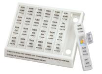 Medication Aids SELLER Large Weekly Medication Planner Ideal for multiple medications 7-day capacity with printed dossage times Quick-release oversized pill compartments Transparent plastic for