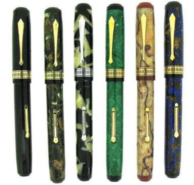 Mother-of-pearl, Emerald green, Onyx, Turquoise Fountain Pens belonging to André Mora Waterman 52 Fountain pen of the 20s.