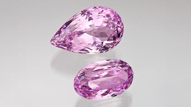 Kunzite is a very attractive pink gem, but is notorious for its habit of color fading in prolonged exposure to strong light.