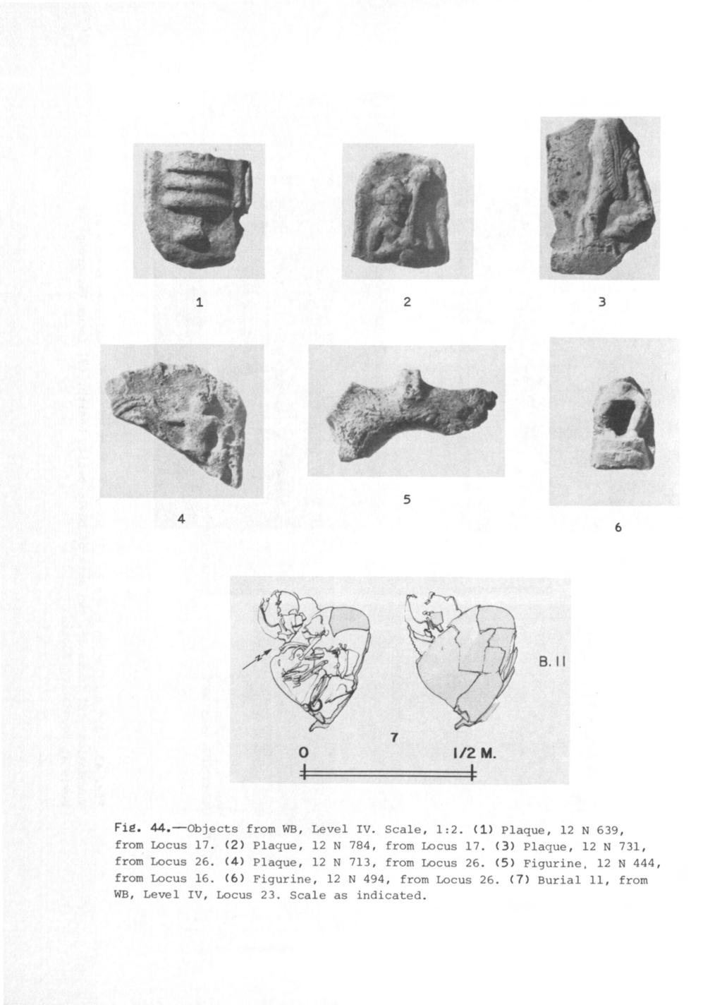 B. II 1/2 M. I Fig. 44.-Objects from WB, Level IV. Scale, 1:2. (1) Plaque, 12 N 639, from Locus 17. (2) Plaque, 12 N 784, from Locus 17. (3) Plaque, 12 N 731, from Locus 26.