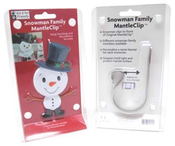 Hang stockings and decorations in style Sturdy metal MantleClip stocking holder adjusts to fit most mantels Plastic snowmen attach to front of MantleClip stocking holders Can be personalized by