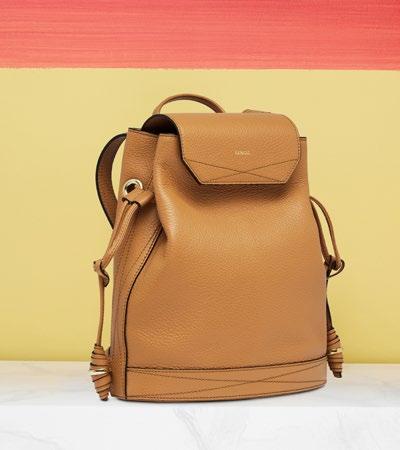 Small backpack, grained leather, red available in black,
