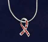 This sterling silver plated necklace is a 17 inch snake chain with a lobster clasp that has a small red ribbon charm.