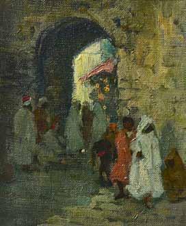 Lot 1584 Lot 1588 1584. Bessie Davidson (1879-1965), One of the Three Gates, Tangiers, Morocco, oil on canvas, 26cm x 20.5cm. Illustrated. 500-800 (+26.4% BP ) 1585.